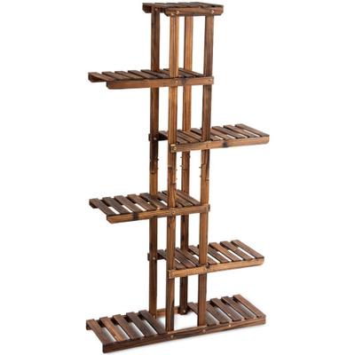 Costway 6 Tier Garden Wooden Shelf Storage Plant Rack Stand