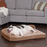 FurHaven Wave Fur & Velvet Orthopedic Deluxe Chaise Lounge Pet Bed in White/Brown | 6.5 H x 36 W x 27 D in | Wayfair 84449533