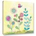 Andover Mills™ Baby & Kids 'Pattys Garden III' - Painting Print Canvas in Blue/Pink/Yellow | 14 H x 14 W x 2 D in | Wayfair