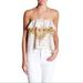 Free People Tops | Free People Strapless Ruffle Boho Flounce Top 527 | Color: Cream/Gold | Size: L