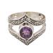 'Bezel-Set Amethyst and Sterling Silver Cocktail Ring'