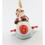 The Holiday Aisle® Santa Rocket Hanging Figurine Ornament Ceramic/Porcelain in White | 3.25 H x 3.25 W x 3.75 D in | Wayfair