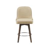 Joss & Main Philippa Button Tufted Stool w/ Swivel Seat Wood/Upholstered in Brown | 40.5 H x 20.5 W x 23.5 D in | Wayfair