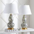 Rosdorf Park Cassoday 28" Table Lamp Set Ceramic/Fabric in Gray/Yellow | 28 H x 17 W x 17 D in | Wayfair BRSD4617 26861360