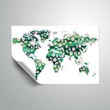 Dakota Fields Pink Flowers on Green Watercolorr World Map Removable Wall Decal Metal in Green/White | 32 H x 48 W in | Wayfair