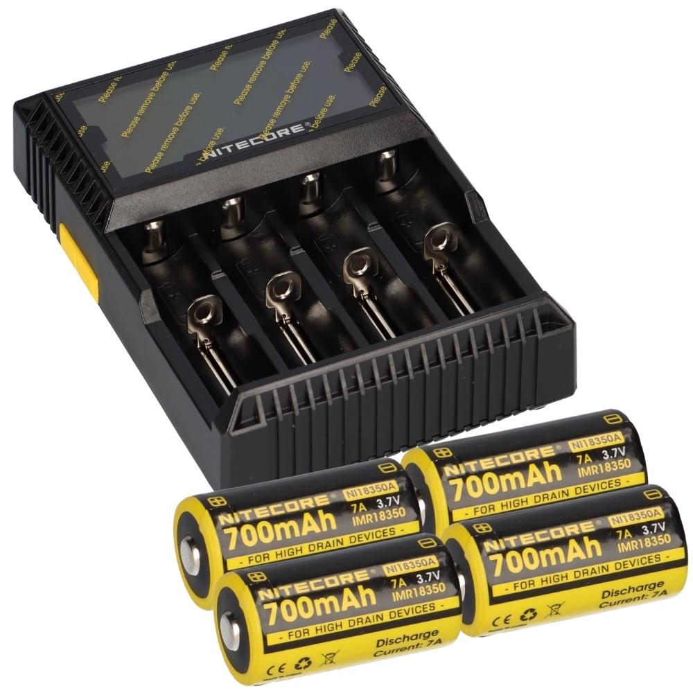 Set Nitecore D4 Ladegerät + 4x Nitecore 18350 Li-Ion Akku Image