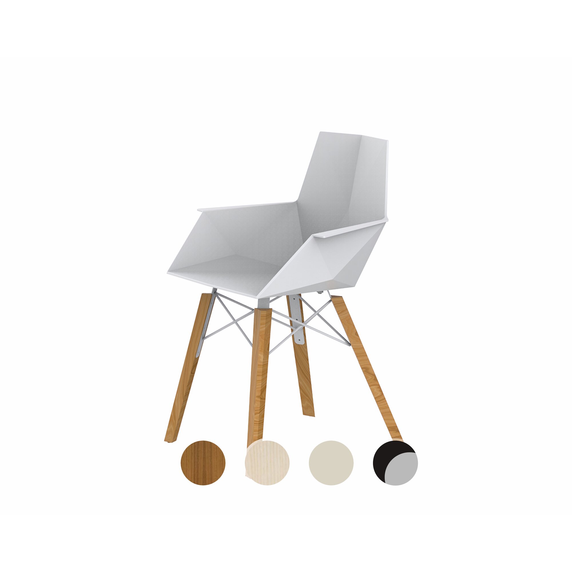 Vondom »FAZ Wood« Armlehnstuhl Lackiert Hochglanz / White / Eschenholz dunkel