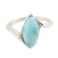 Marquise Mantra,'Marquise Larimar Cabochon Sterling Silver Ring'