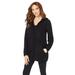 Plus Size Women's Marled Thermal Hoodie Cardigan by Roaman's in Black (Size 18/20) Sweater