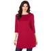 Plus Size Women's Boatneck Ultimate Tunic with Side Slits by Roaman's in Classic Red (Size 26/28) Long Shirt
