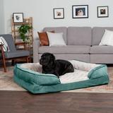 FurHaven Velvet Waves Perfect Comfort Bolster Memory Foam/Metal in Green | 10.5 H x 53 W x 40 D in | Wayfair 58649539