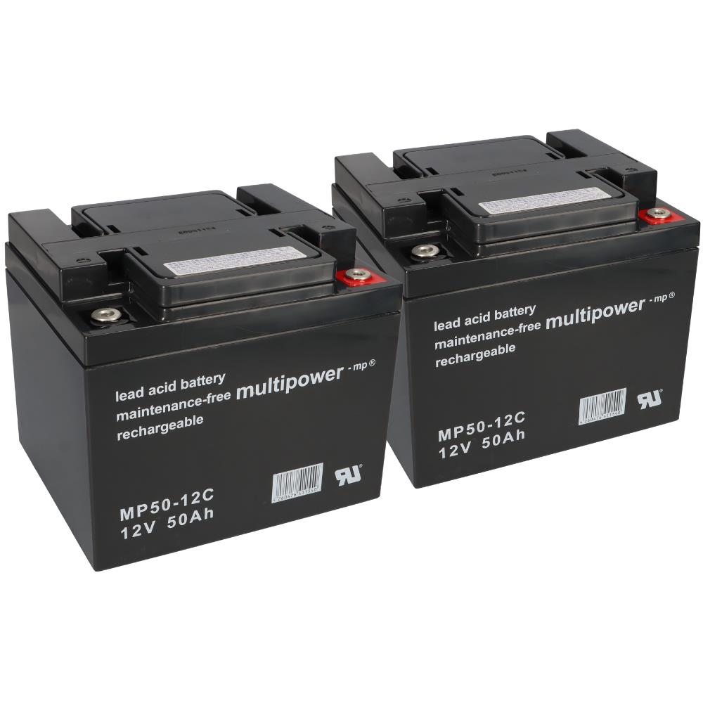 Akku-Satz Batterie für Scooter Elektromobil Dietz Agin, 2 x 12V 50Ah Blei AGM Multipower Image
