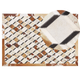 Teppich Braun 140 x 200 cm aus Echtleder Geometrisches Muster rechteckig Wohnzimmer/ Flur/ Schlafzimmer modernes Design