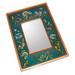 Bungalow Rose Unique Peruvian Reverse Painted Glass Glam Wall Mirror Wood in Brown | 10 H x 7 W x 0.5 D in | Wayfair 209633