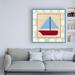 Harriet Bee 'EJs Sailboat' by Chariklia Zarris - Wrapped Canvas Print Canvas in Blue/Brown/Orange | 18 H x 18 W x 2 D in | Wayfair