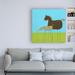August Grove® Stick leg Horse II by June Erica Vess - Wrapped Canvas Painting Print Canvas in Blue/Brown/Green | 14 H x 14 W x 2 D in | Wayfair
