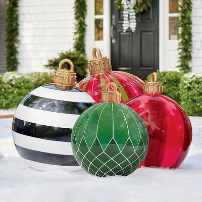 Christmas Oversized Yard Ornaments - Red Stripe - Grandin Road