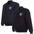 Men's JH Design Navy Memphis Grizzlies Reversible Embroidered Wool Full-Snap Jacket
