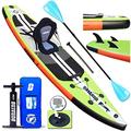 DURAERO Inflatable Stand Up Paddle Board 10ft 8", incl. Kayak seat, Support GO-Pro, Integrated Kick Pad, 3 Fins, Adjustable Double Paddle, Complete Accessories, 10.8'x 30" x 6", up to 330 lbs