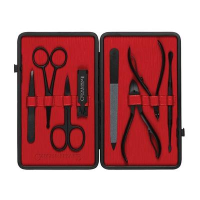 Czech & Speake Leather-Bound Manicure Set - Black/Red Image