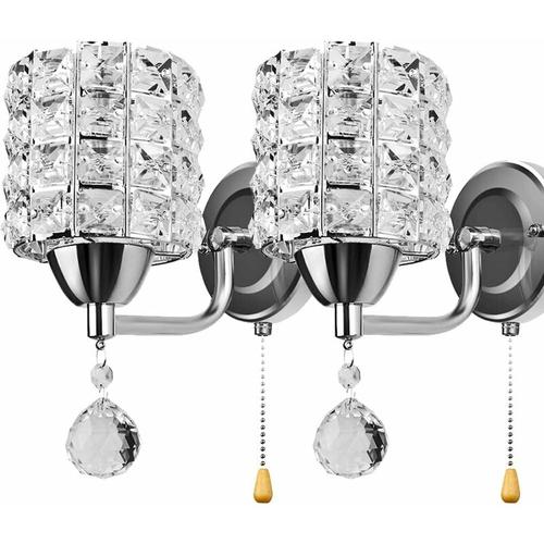 2er Pack Moderne Wandleuchte Kristall Wandlampe Eleganter Stil Kreative Zylinder Wandleuchte für