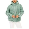 Women's Winter Thick Warm Open Front Cardigan Long Sleeve Faux Fur Parka Outwear Coat Hooded Jacket 8-22 (XL, Blue)