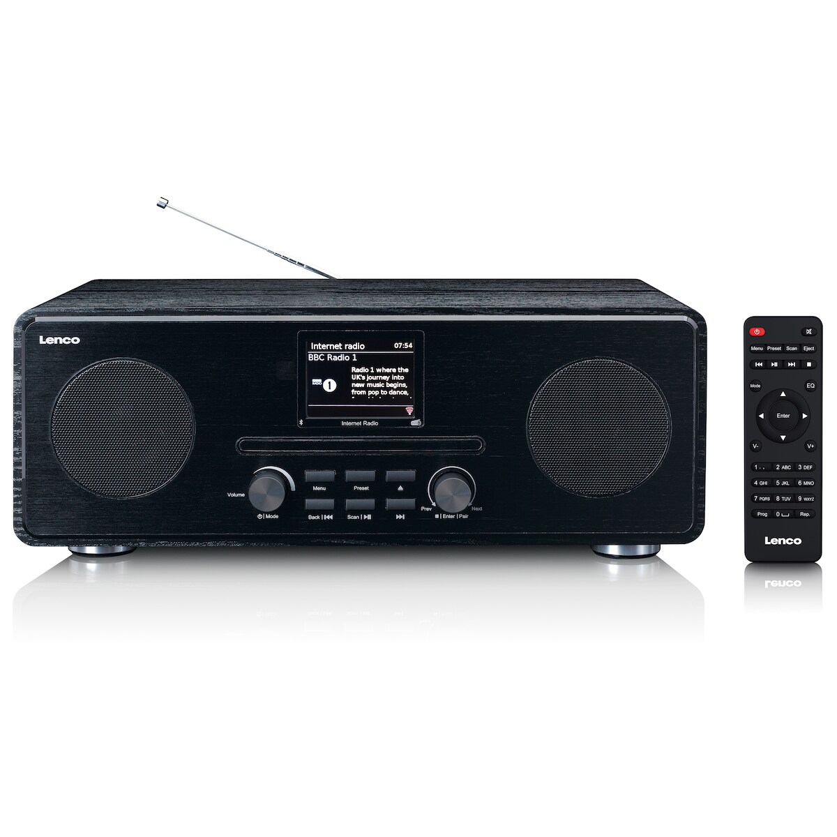 Lenco DIR-260BK - Internetradio mit DAB+ und FM-Radio, CD/MP3-Player, Bluetooth, 2 x 10 Watt RMS, 2,8" Farbdisplay, schwarz Image
