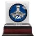 Tampa Bay Lightning 2020 Stanley Cup Champions Mahogany Hockey Puck Logo Display Case