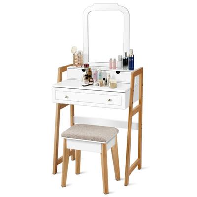 Costway Vanity Table Set with Cushioned Stool and ...