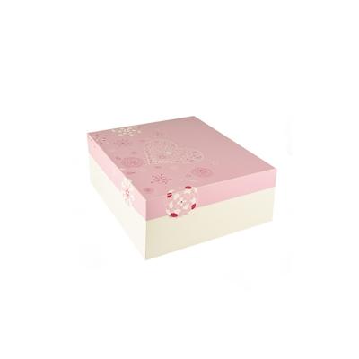 Papstar 60 Stück Tortenkartons aus Pappe mit Deckel, eckig 30 x 30 x 13 cm weiss/rosa Lovely Flowers