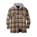 Men's Big & Tall Boulder Creek® Removable Hood Shirt Jacket by Boulder Creek in Dark Khaki Plaid (Size 3XL)