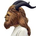 Beauty and The Beast Mask Prince Full Face Cosplay Mask Helmet With Deluxe Wig Horns Props Costume Prop