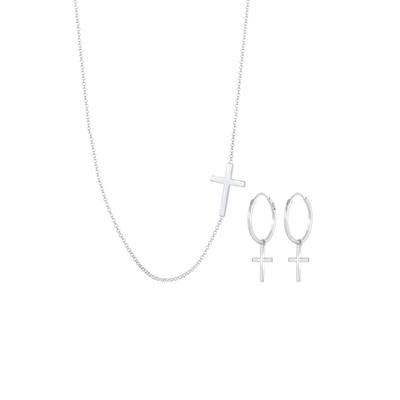 Elli - Kette Ohrringe Kreuz Religion Glaube 925 Silber Schmuck-Set 1 ct Damen