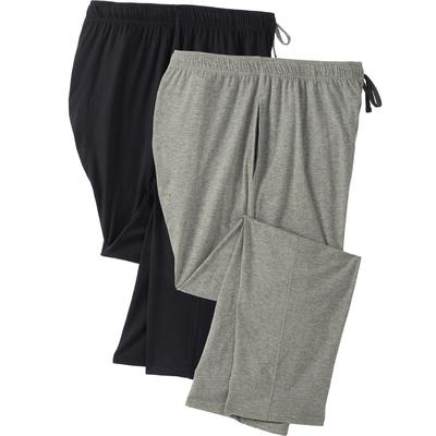 Men's Big & Tall Hanes® 2-Pack Jersey Pajama Lounge Pants by Hanes in Black Grey (Size 2XL)