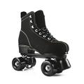 Classic Roller Skates Artistic, Quad Roller Skates, Roller Boots with PU Wheel Cowhide Upper Material, for Girls Boys, Men And Womens, Adult (Black),EUR:44/UK:9