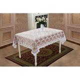 Violet Linen Bridal Royal Lace Embroidered Flower Tablecloth Polyester/Lace in White/Brown | 120 W x 70 D in | Wayfair