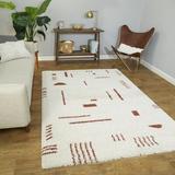 Orange/Red 63 x 1.18 in Area Rug - AllModern Morin Geometric Shag Area Rug Polypropylene | 63 W x 1.18 D in | Wayfair