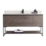 Latitude Run® Carliana 60" W Single Bathroom Vanity Set Wood/Stone in Gray | 33.5 H x 60 W x 18.12 D in | Wayfair 57A3F02146CE4201AADF335262CAD465