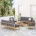 Corrigan Studio® Outdoor 5 Piece Sofa Seating Group w/ Cushions Wood/Natural Hardwoods in Brown/White | 25.5 H x 76.25 W x 27 D in | Wayfair