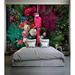 Bayou Breeze Catalano Peel & Stick Floral Colorful Peony Flower, Parrot Wallpaper Vinyl in Black | 187 W in | Wayfair