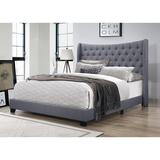 Red Barrel Studio® Queen Tufted Low Profile Standard Bed Upholstered/Linen in Black/Brown | 53 H x 66 W x 87 D in | Wayfair