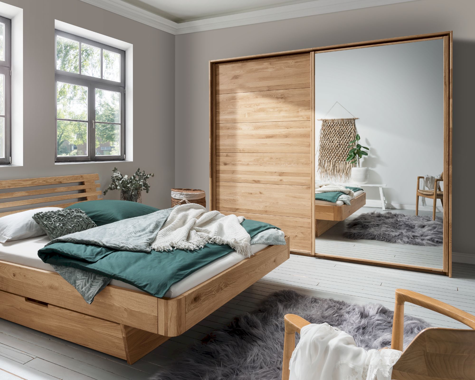 Forestales »Woodside« Schwebetürenschrank 2-türig Holz/Holz / 180 cm / Kernbuche Image