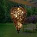 Exhart Solar Tear Shaped Glass & Metal Hanging Lantern w/ 15 Cool White LED Fairy Firefly String Lights, 7 x 24" in Brown | Wayfair 13174-RS