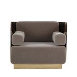 Armchair - Sonder Living Kelly Hoppen 33.5" Wide Armchair Fabric in Brown/Yellow | 29.5 H x 33.5 W x 29.5 D in | Wayfair 1402016