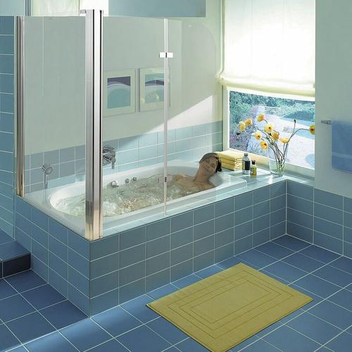Melko – Badewannenaufsatz Eck Duschkabine Duschtrennwand Duschwand Badewannenfaltwand