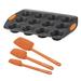 Rachael Ray 4 Piece Non-Stick Steel Bakeware Set Carbon Steel in Black/Gray/Orange | Wayfair 09238