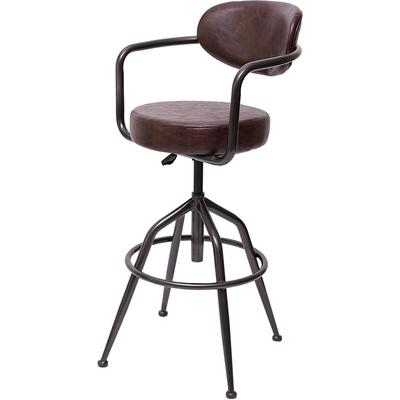 Barhocker HHG 463f, Barstuhl Tresenhocker Drehhocker, höhenverstellbar industrial Wildleder-Optik Image