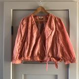 Madewell Tops | Madewell Wrap Blouse | Color: Orange/White | Size: L