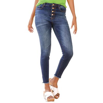 K Jordan High-Waist Button Jean (Size 10) Medium Wash Denim, Cotton,Polyester,Spandex