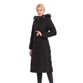 Polydeer Women's Puffer Jacket Max Long Thickened Hooded Coat Vegan Down Winter Parka (Black, XL)